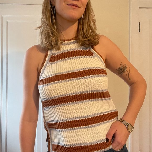 Madewell Sweater Tank | Striped Sweater Tank Size Small - Picture 1 of 10